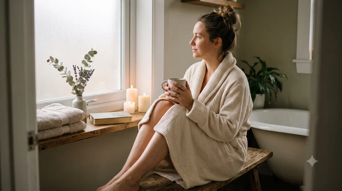 Woman enjoying relaxing self-care wellness bath ritual